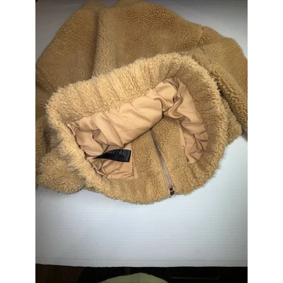 UO Urban Outfitters Cropped Teddy Jacket Fleece Deep Pile‎ Sherpa Brown M - Picture 11 of 11
